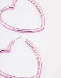 Pink Large Diamante Heart Hoop Earrings - link has visual effect only