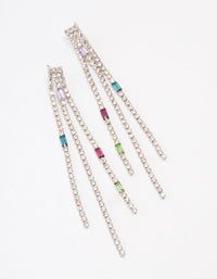 Rhodium Mixed Diamante Cupchain Drop Earrings - link has visual effect only