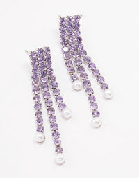 Purple Double Row Cupchain Pearl Drop Earrings - link has visual effect only