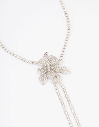 Rhodium Cupchain Diamante Flower Necklace - link has visual effect only