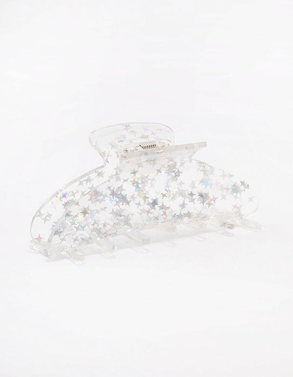 Clear Glitter Hair Claw Clip