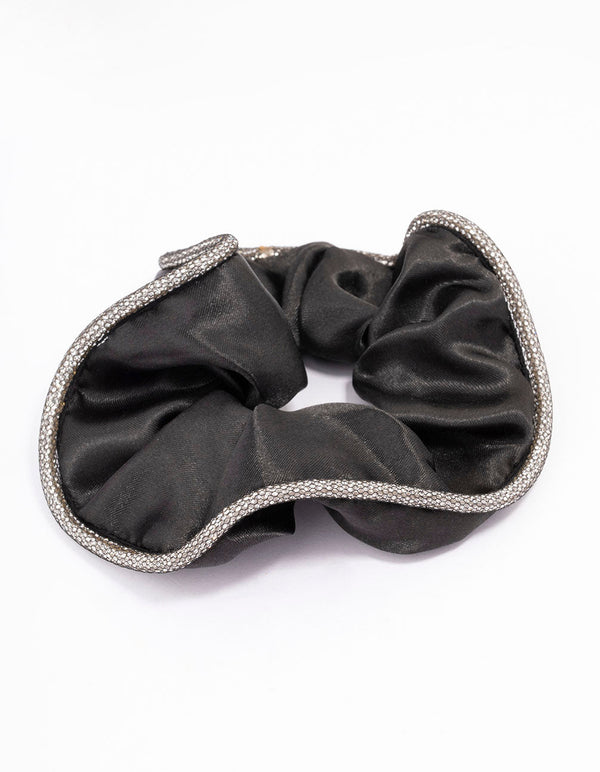 Black Fabric Diamante Hair Scrunchie