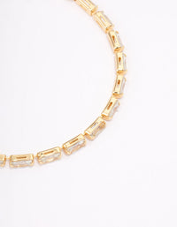 Gold Plated Cubic Zirconia Baguette Bracelet - link has visual effect only