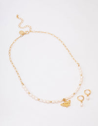 Gold Plated Freshwater Pearl Cherub Jewellery Set - link has visual effect only