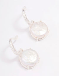 Silver Plated Cubic Zirconia & Freshwater Pearl Hook Drop Earrings - link has visual effect only