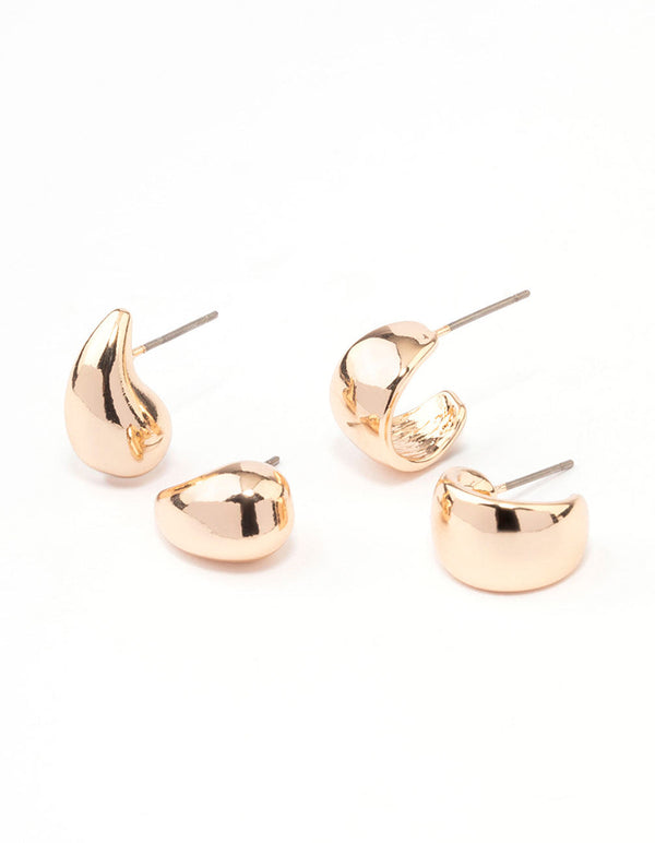 Gold Pear Hoop Earring Pack