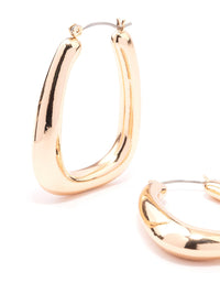 Gold Large Oval Square Hoop Earrings - link has visual effect only