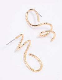 Gold Mixed Irregular Spiral Drop Earrings - link has visual effect only