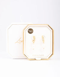 Gold Plated Textured Freshwater Pearl Hoop Earrings - link has visual effect only