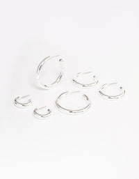 Silver Plated Chubby Hoop Earring 3-Pack - link has visual effect only