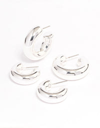 Silver Plated Chubby Hoop Earring Pack - link has visual effect only