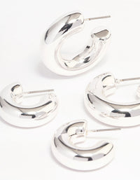 Silver Plated Chubby Hoop Earring Pack - link has visual effect only