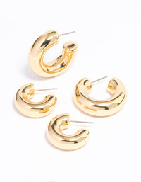 Gold Plated Chubby Hoop Earring Pack - link has visual effect only