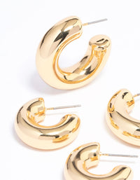 Gold Plated Chubby Hoop Earring Pack - link has visual effect only