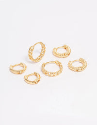 Gold Plated Fine Hoop Earring 3-Pack - link has visual effect only