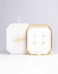 Gold Plated Cubic Zirconia Stud Earring Pack - link has visual effect only