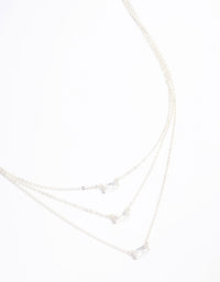 Silver Plated Cubic Zirconia Baguette Layered Necklace - link has visual effect only