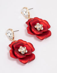Red Iridescent Flower Stone Drop Earrings - link has visual effect only
