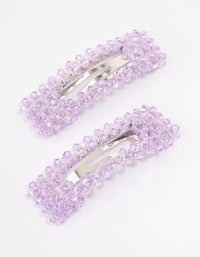 Lilac Facet Beaded Hair Clip Pack - link has visual effect only