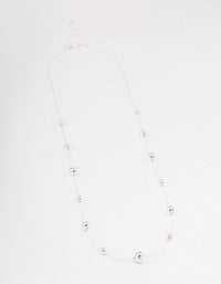 Rhodium Molten Ball Long Necklace - link has visual effect only