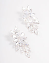 Silver Flower Cluster Drop Earrings - link has visual effect only