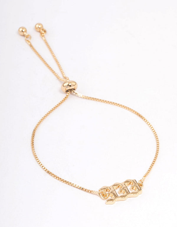 Gold Plated 333 Angel Number Bracelet