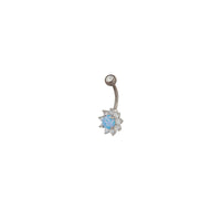 Titanium Blue Iridescent Flower Belly Bar - link has visual effect only