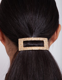 Gold Cut-Out Rectangle Texture Hair Clip - link has visual effect only