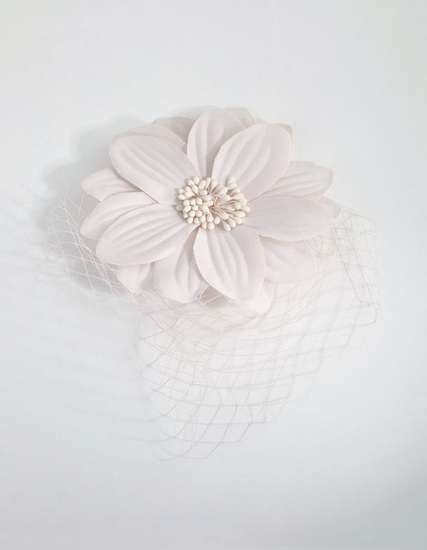 Mesh Detail Blush Flower Clip