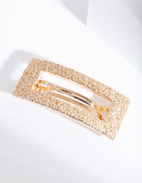 Gold Cut-Out Rectangle Texture Hair Clip - link has visual effect only